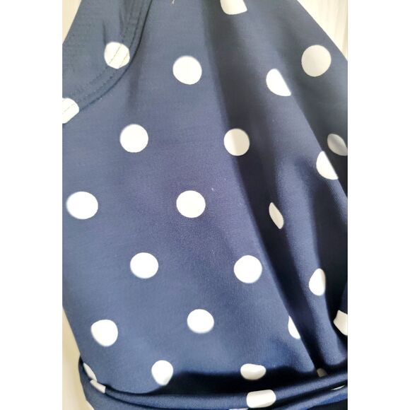 Lands' End Swim‎ Top Navy 12DD Halter Tankini Polka Dot Underwire Bra Nip Tuck - Picture 5 of 8